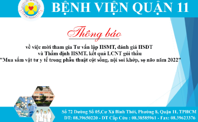 Thông báo về việc mời tham gia Tư vấn lập HSMT, đánh giá HSDT và Thẩm định HSMT, kết quả LCNT gói thầu 